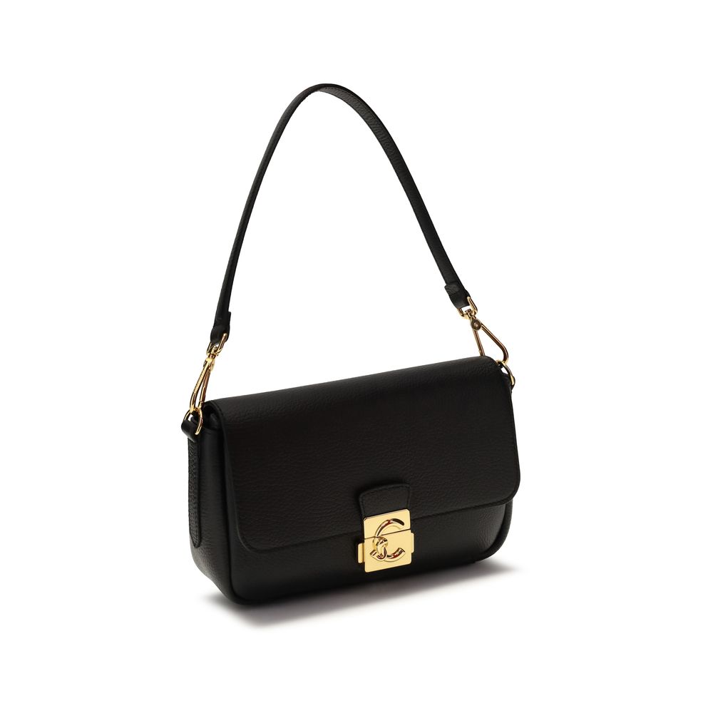 Large C-Me Lock Shoulder Bag In Grained Calf Leather