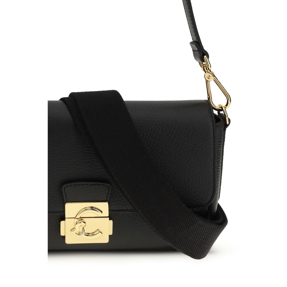 Large C-Me Lock Shoulder Bag In Grained Calf Leather