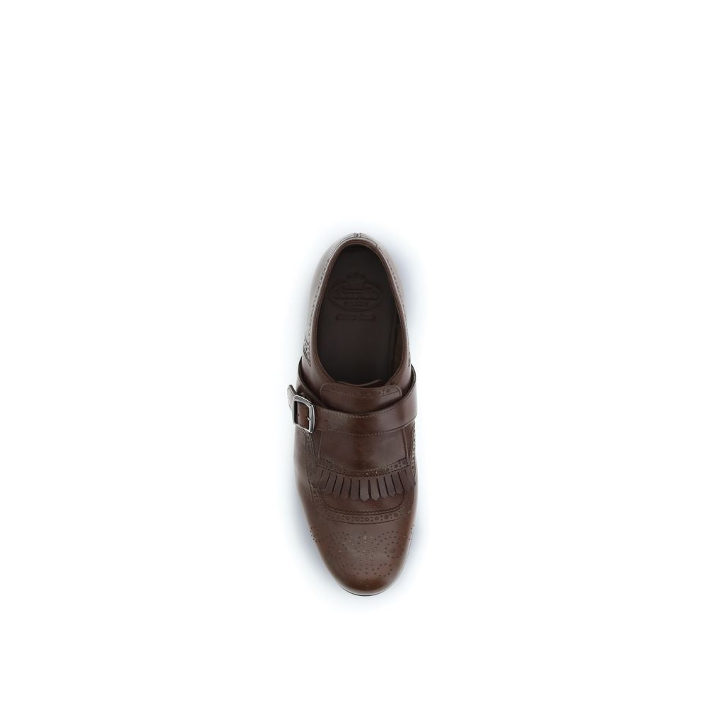 Shanghai Leather Loafers With Houndstooth Wool Detail