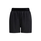 Black Stretch Silk Satin Regular Bermuda Shorts