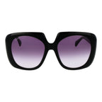 56mm Round Black Plastic Sunglasses
