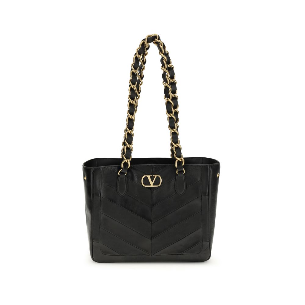 Small Laseine Shopping Bag in Black Nappa Leather