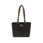 Small Laseine Shopping Bag in Black Nappa Leather