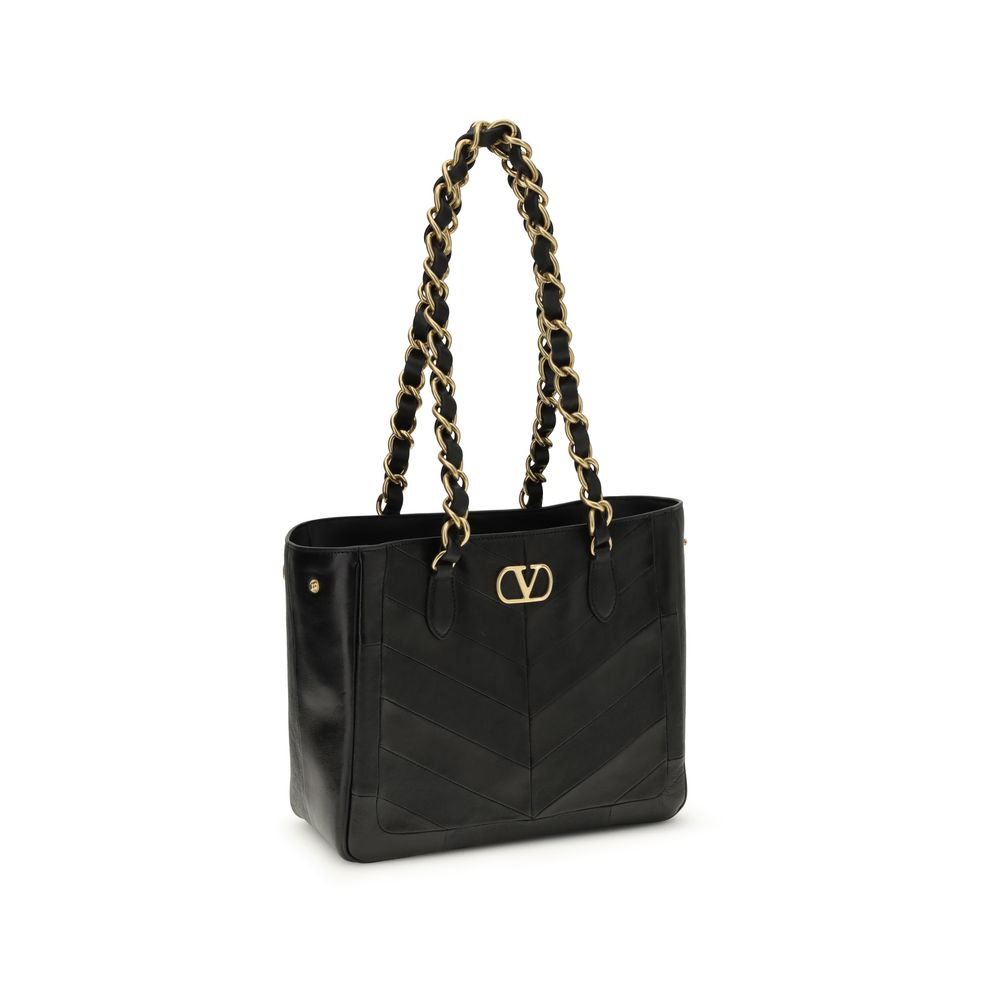 Small Laseine Shopping Bag in Black Nappa Leather