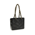 Small Laseine Shopping Bag in Black Nappa Leather