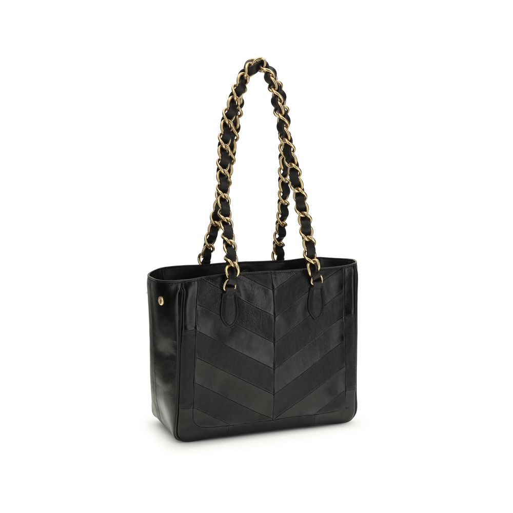 Small Laseine Shopping Bag in Black Nappa Leather