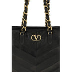 Small Laseine Shopping Bag in Black Nappa Leather