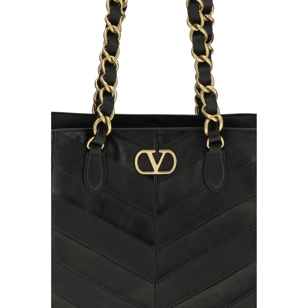 Small Laseine Shopping Bag in Black Nappa Leather