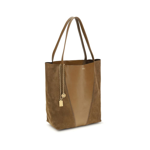 Beige Leather Spin Shoulder Bag
