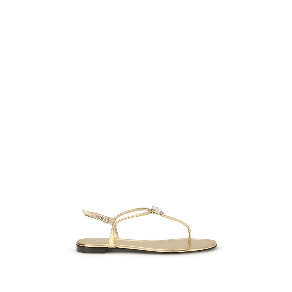 Gold Calf Leather Pia Mizuki Flat Sandals