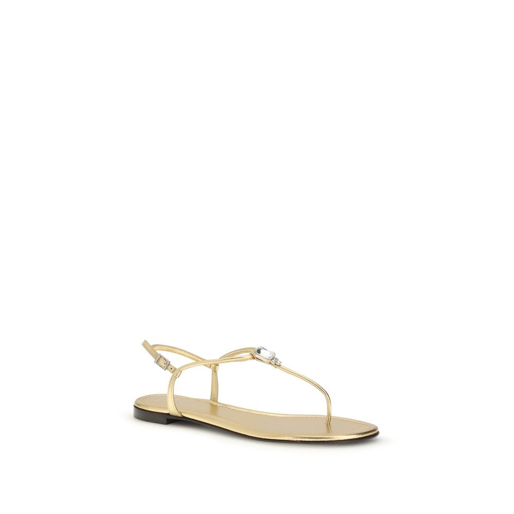 Gold Calf Leather Pia Mizuki Flat Sandals
