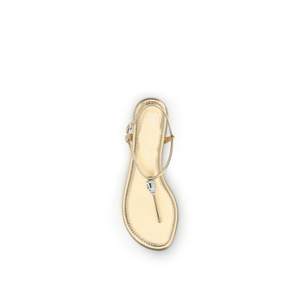 Gold Calf Leather Pia Mizuki Flat Sandals
