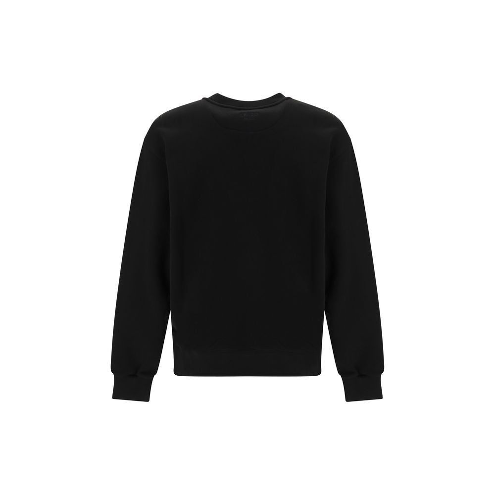 Black Cotton Sweatshirt With Wild Tiger Embroidery