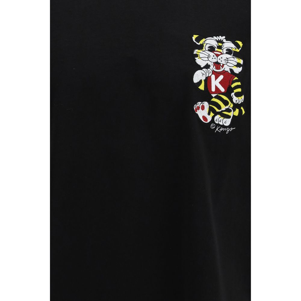 Oversized Wild Tiger Embroidered Cotton T-Shirt