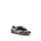 Gray Recycled Polyester Python-Print Athletic Sneakers