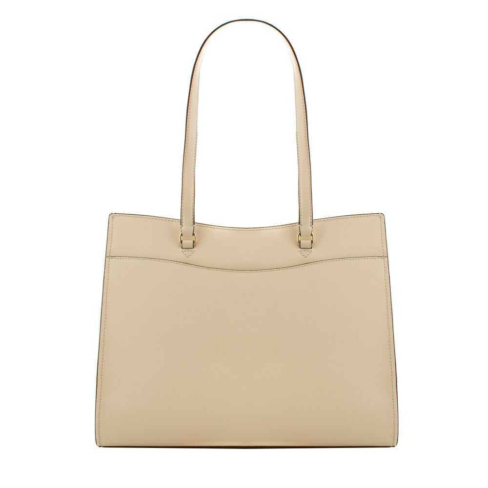 Beige Leather Jet Set Travel Tote Bag