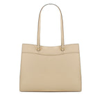 Beige Leather Jet Set Travel Tote Bag