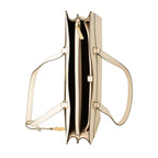 Beige Leather Jet Set Travel Tote Bag