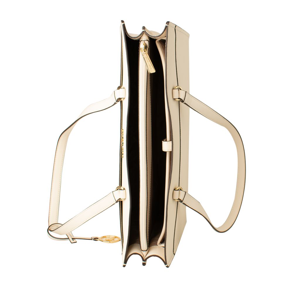 Beige Leather Jet Set Travel Tote Bag