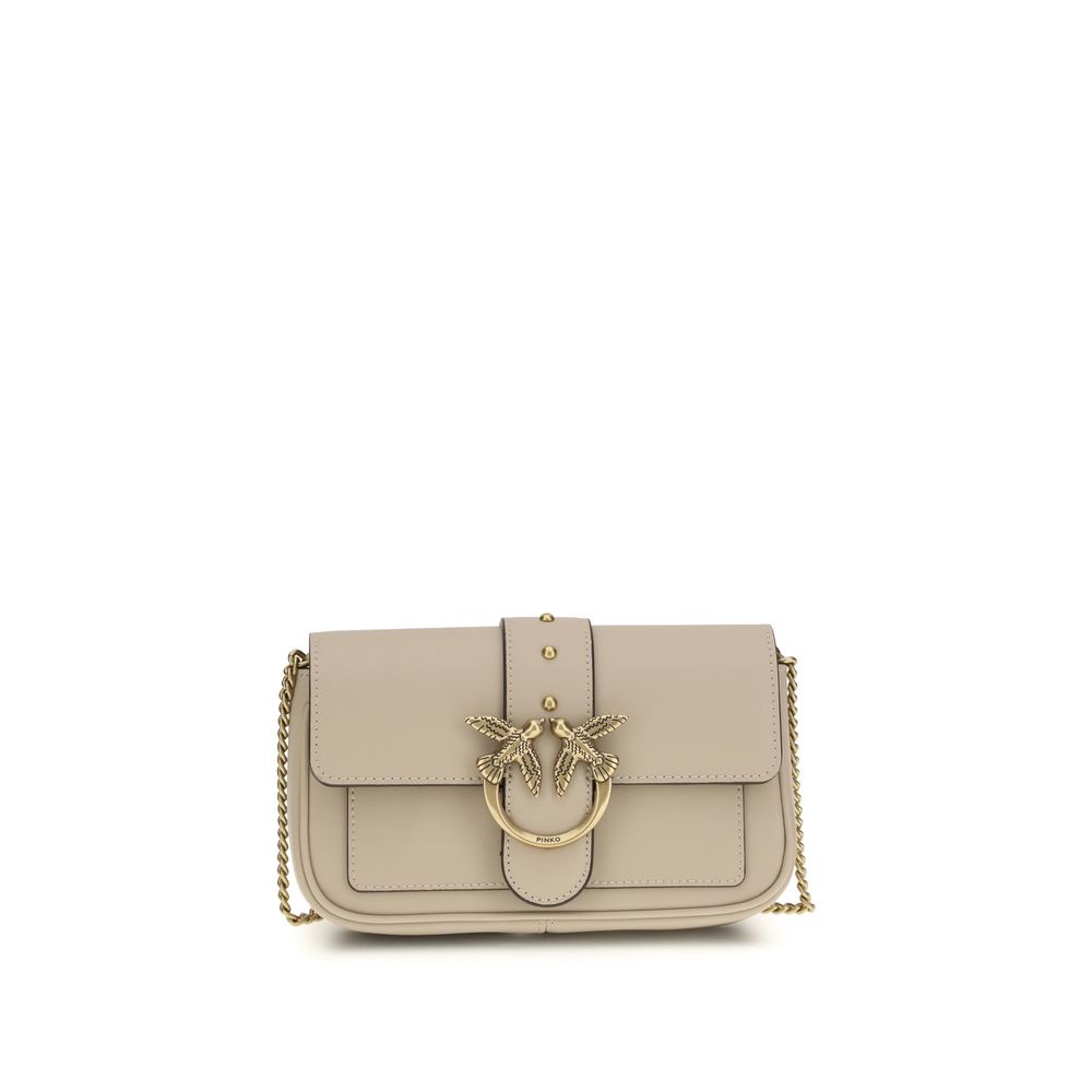 Beige Calf Leather Love One Shoulder Bag