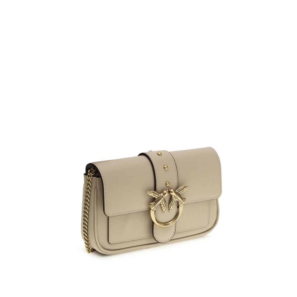 Beige Calf Leather Love One Shoulder Bag