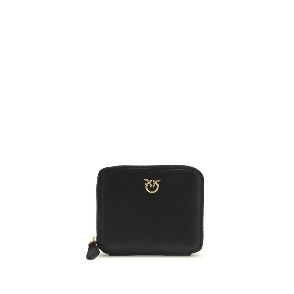 Black Calf Leather Zip-Around Wallet