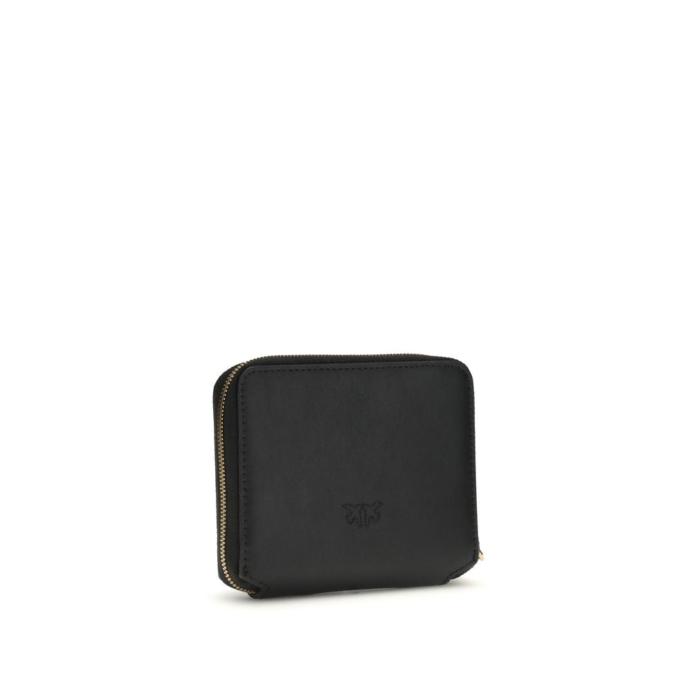Black Calf Leather Zip-Around Wallet