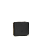 Black Calf Leather Zip-Around Wallet