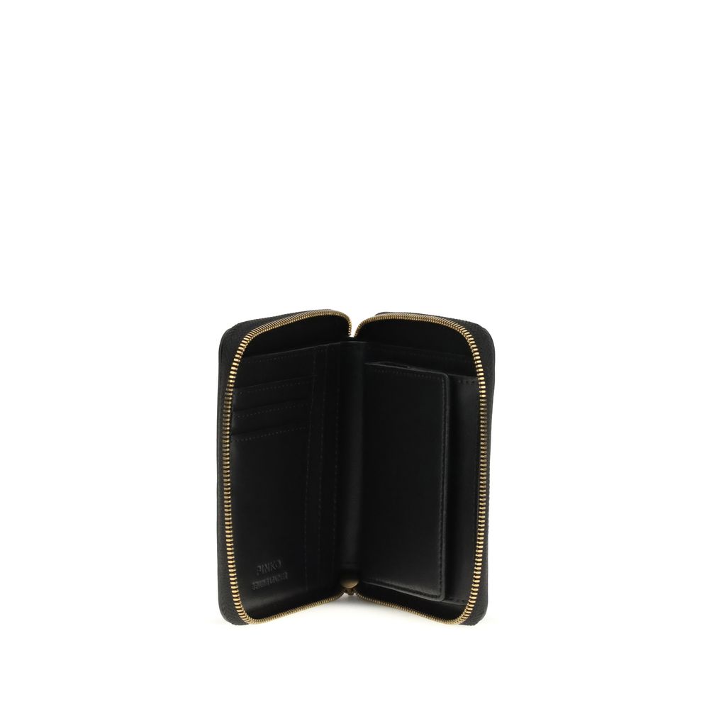Black Calf Leather Zip-Around Wallet