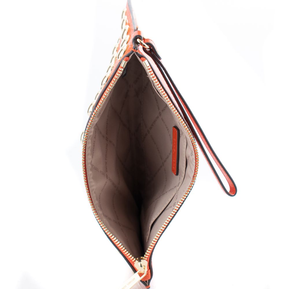Jet Set Travel Orange Leather Clutch Bag