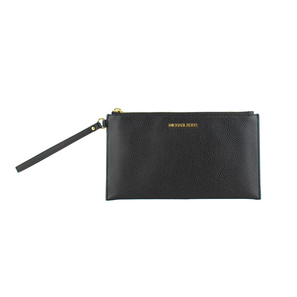 Jet Set Travel Black Leather Clutch Bag