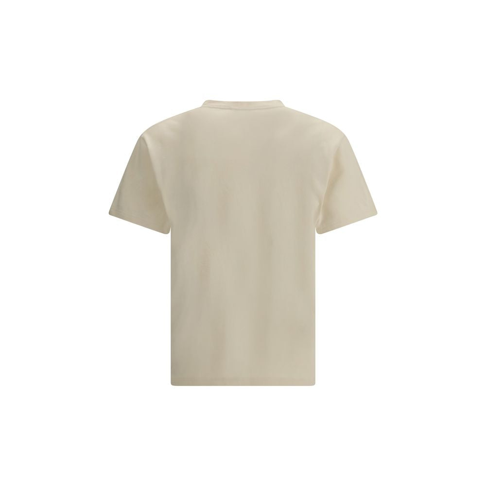 Beige Flocked Logo Cotton T-Shirt