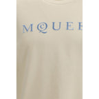 Beige Flocked Logo Cotton T-Shirt