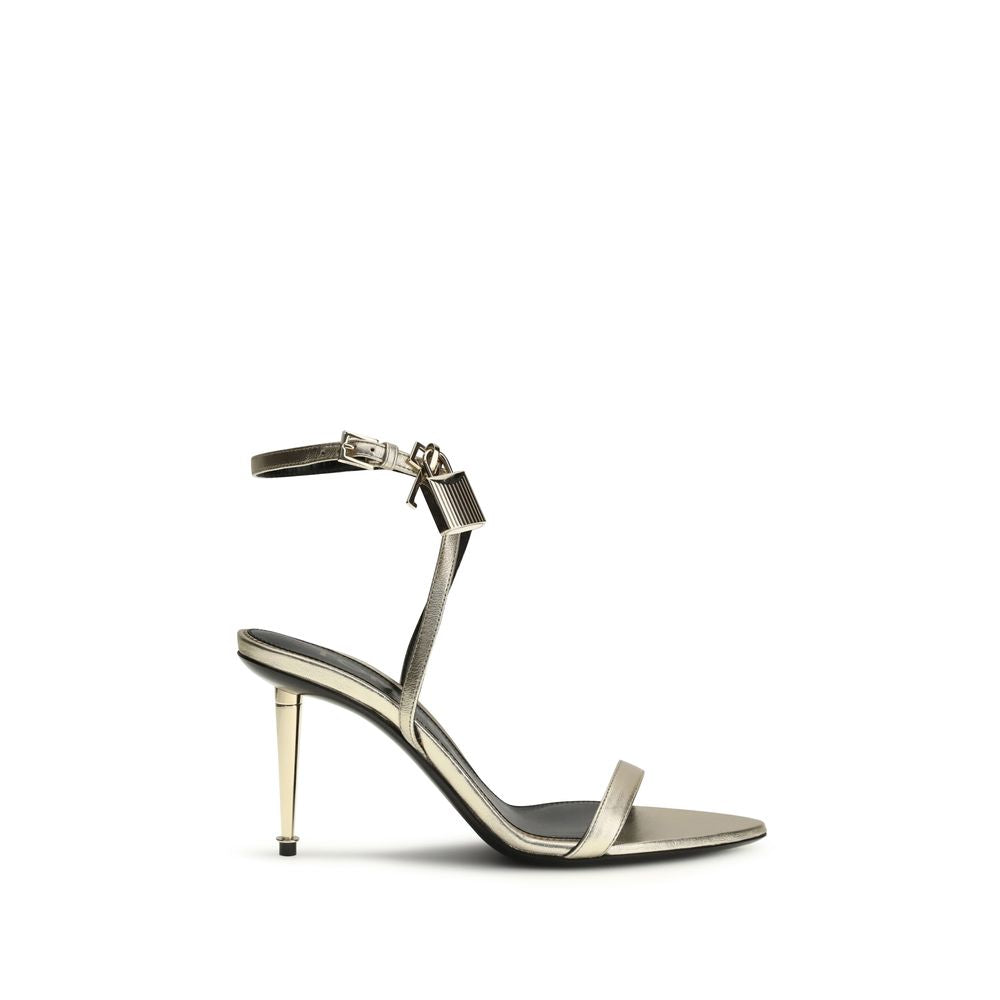 Gold Calfskin Padlock Sandals