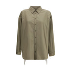 Oversized Cotton Gabardine Lace-Up Shirt