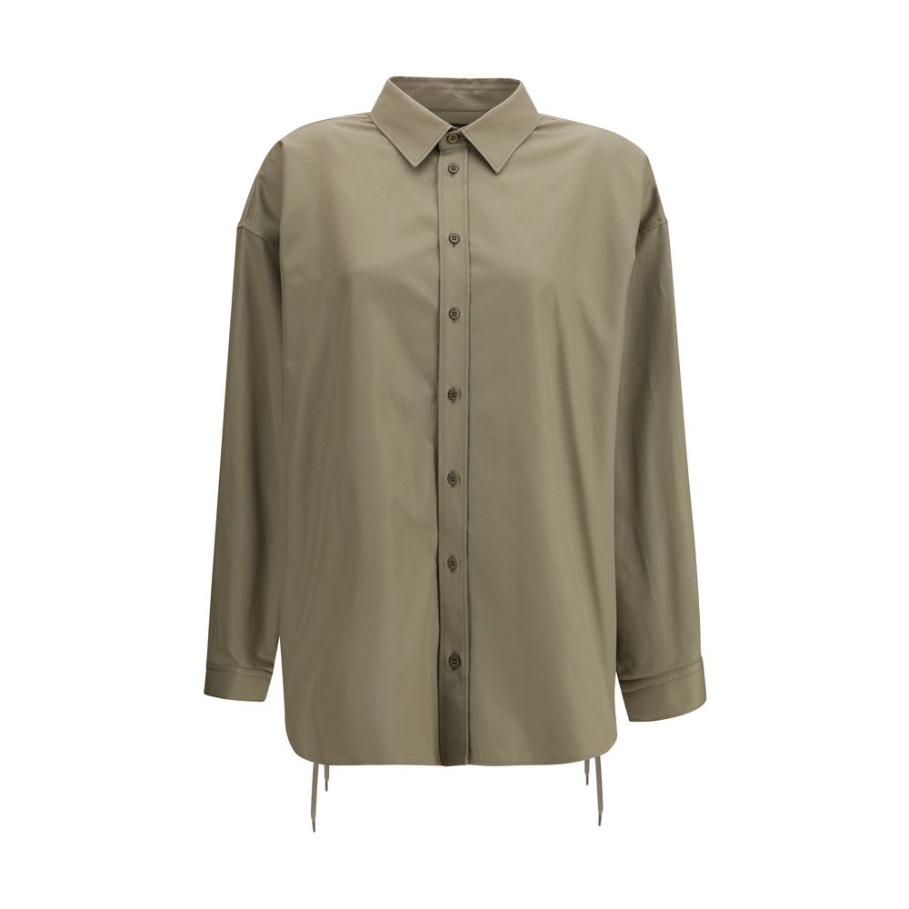 Oversized Cotton Gabardine Lace-Up Shirt