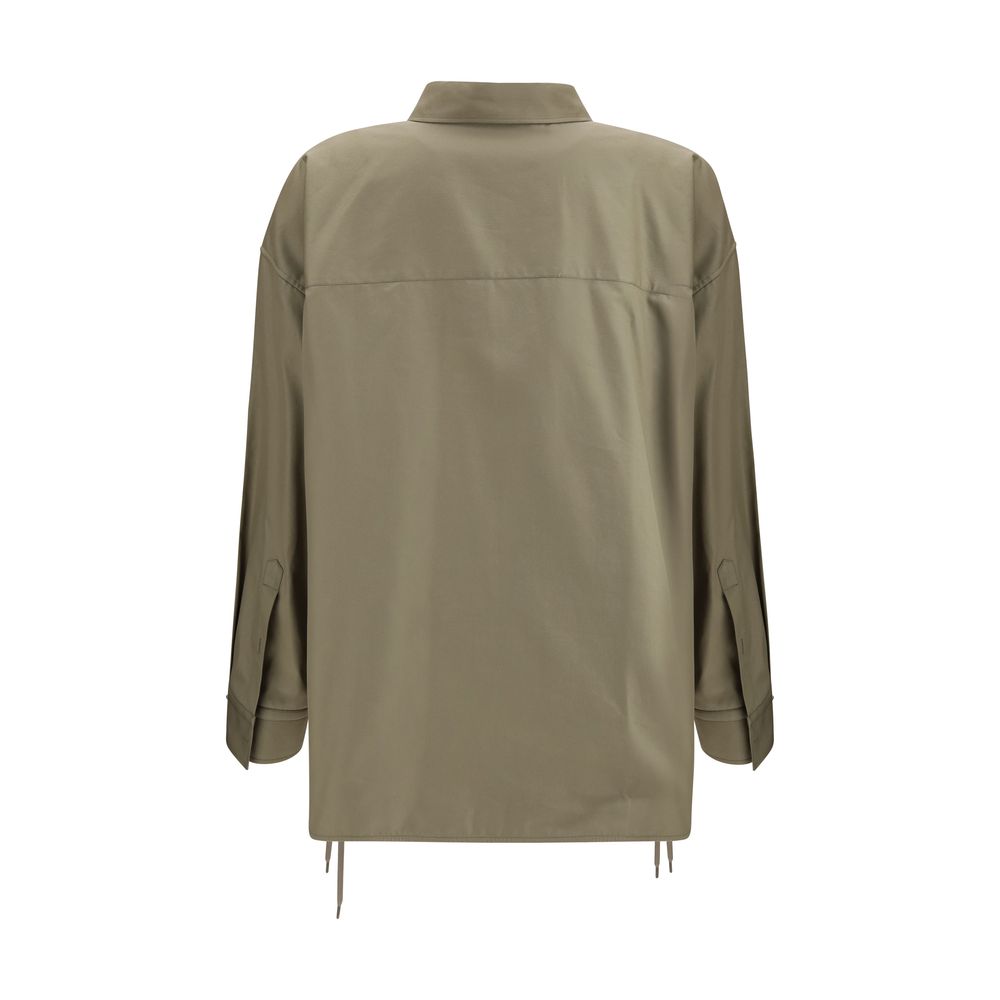 Oversized Cotton Gabardine Lace-Up Shirt