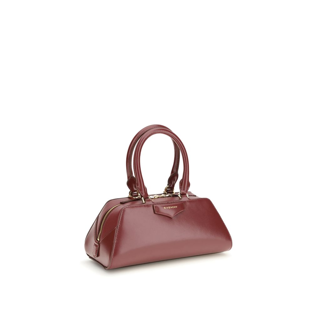 Mini Antigona East-West Handbag in Bordeaux Calf Leather
