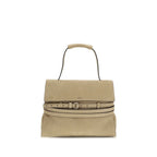 Beige Calf Leather Tie Me Handbag