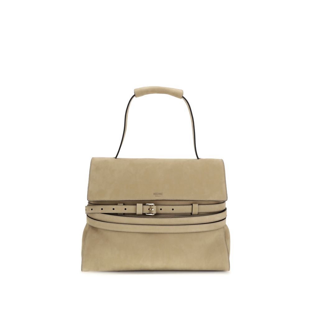 Beige Calf Leather Tie Me Handbag
