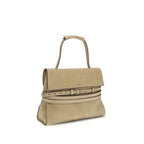 Beige Calf Leather Tie Me Handbag