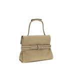 Beige Calf Leather Tie Me Handbag