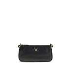 Mini Half Moon Shoulder Bag In Black Calf Leather