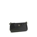 Mini Half Moon Shoulder Bag In Black Calf Leather