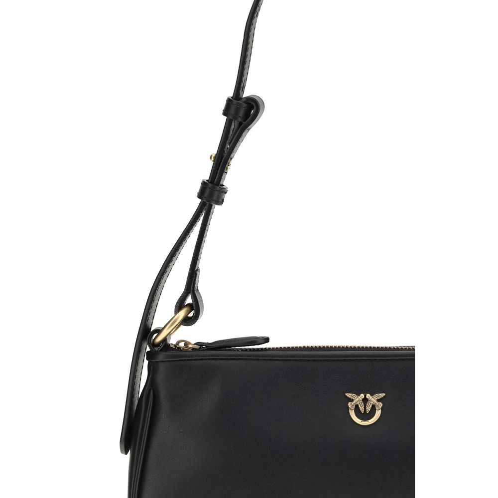 Mini Half Moon Shoulder Bag In Black Calf Leather