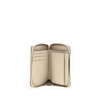 Beige Calf Leather Zip Around Wallet