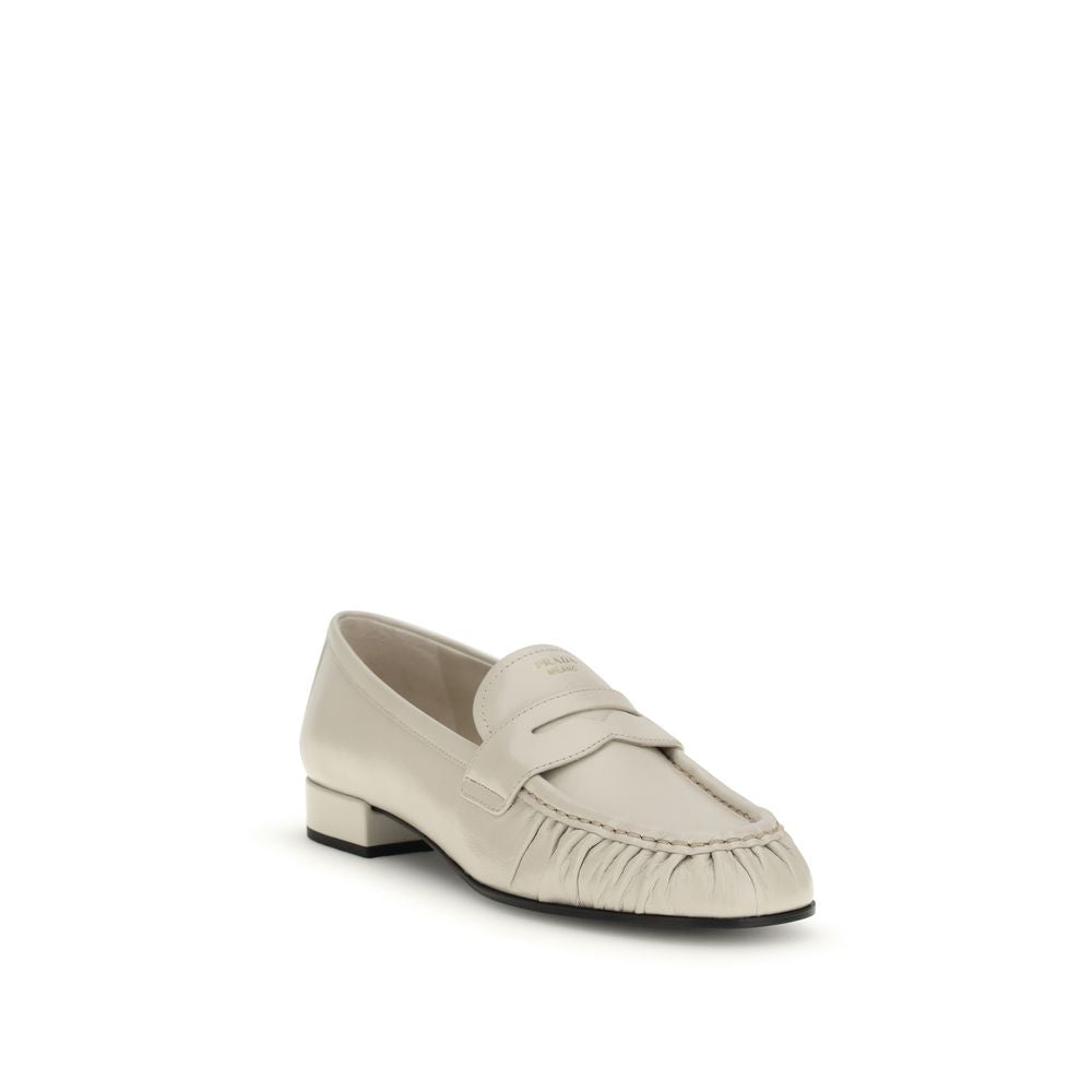 Beige Calf Leather Slip-On Loafers