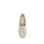 Beige Calf Leather Slip-On Loafers