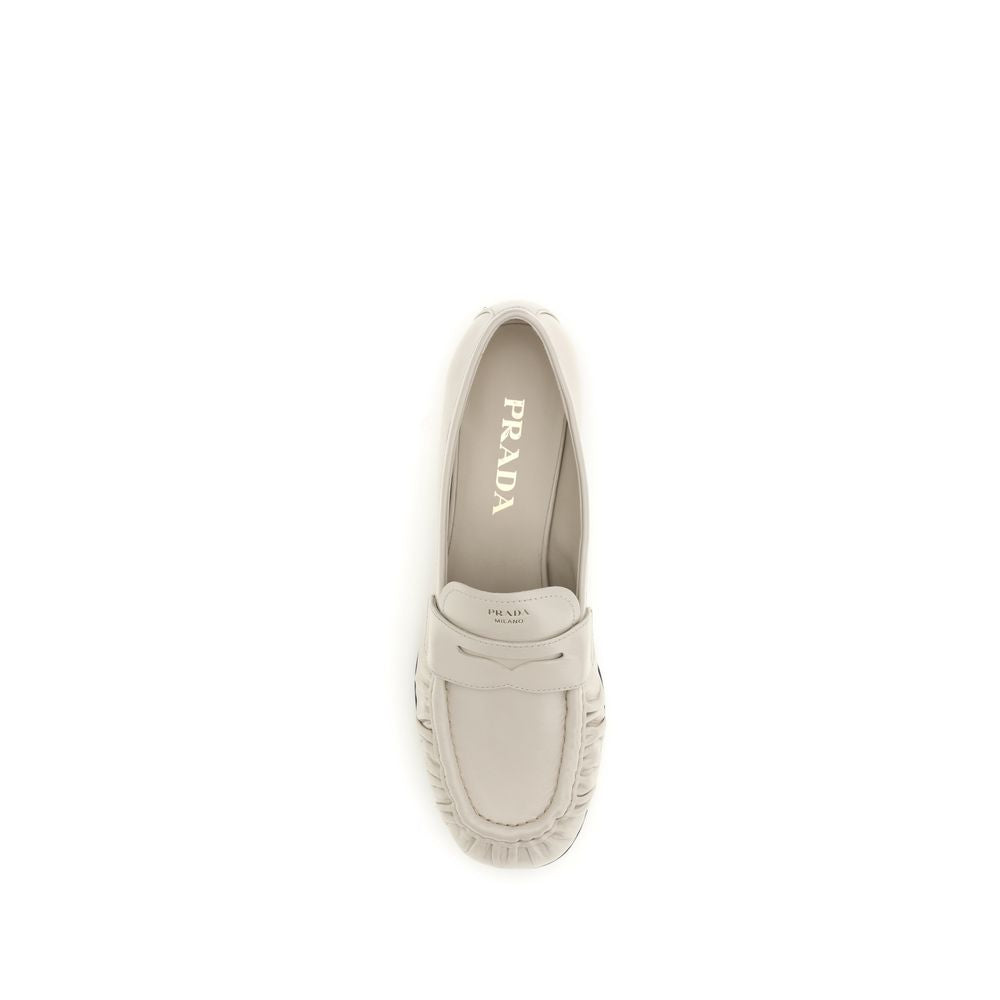 Beige Calf Leather Slip-On Loafers