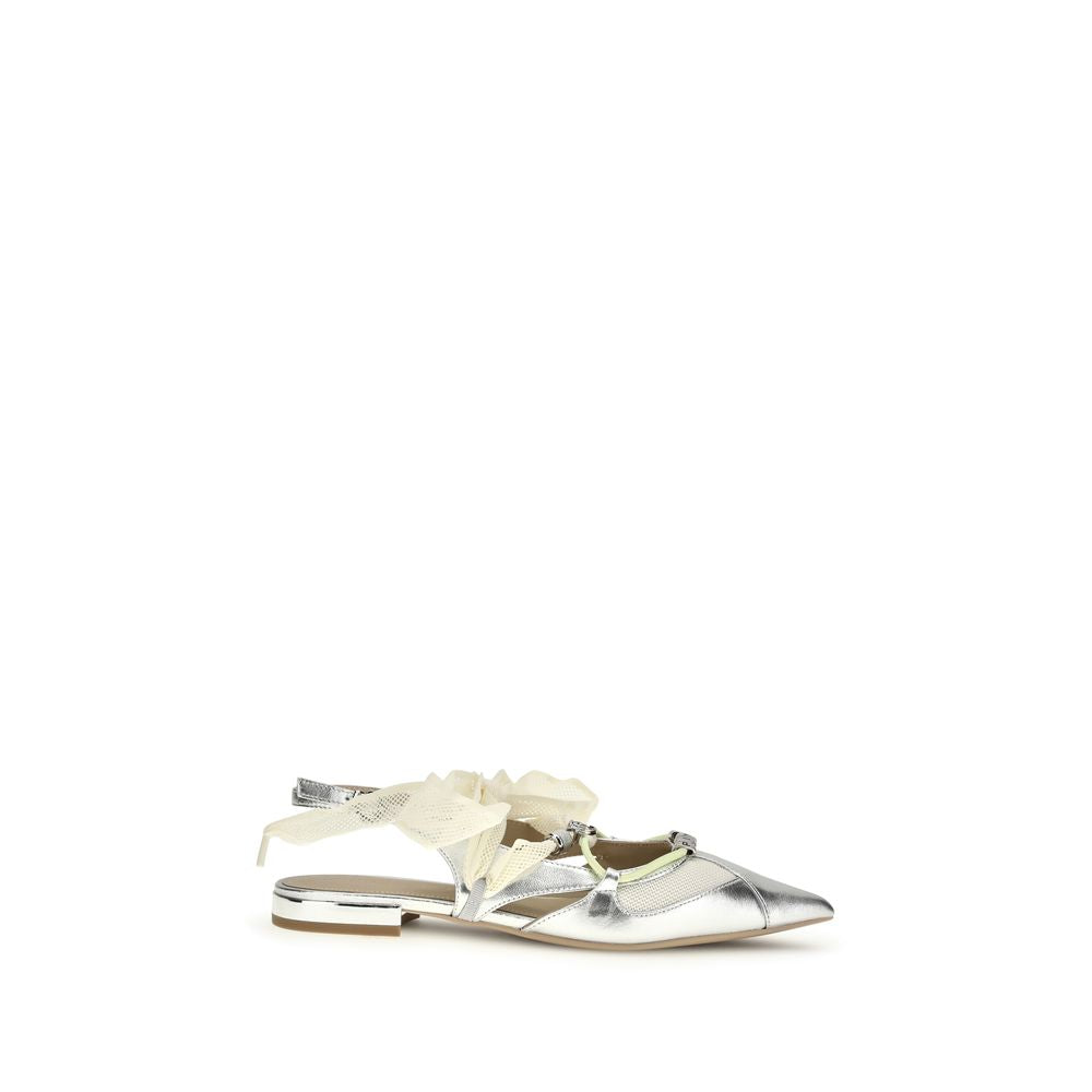 Gianira Silver Calf Leather Ballet Flats